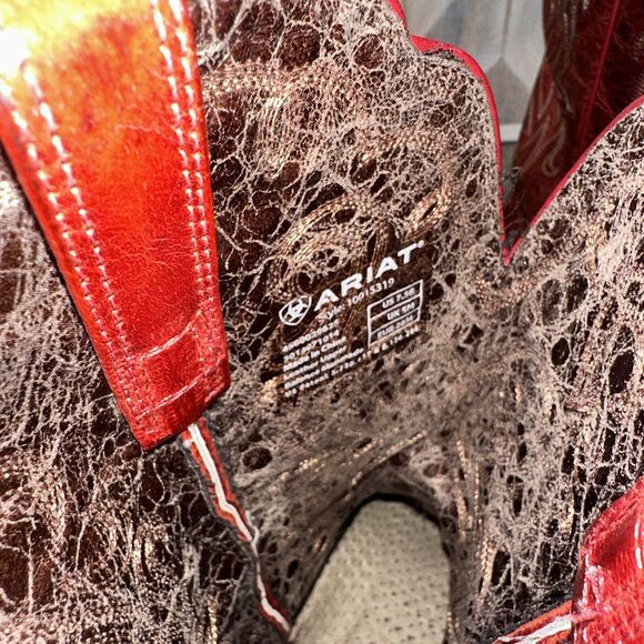 Ariat Legend Boots Womens Size 8.5B Red Cowgirl Western Embroidered - Picture 6 of 12